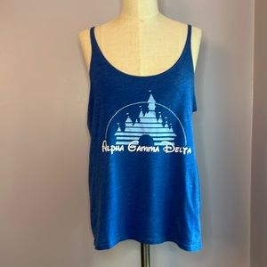 Disney castle Alpha Gamma Delta blue tank top Size Medium